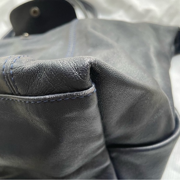 Dark Navy Blue Longchamp Le Pliage cuir - Picture 6 of 12